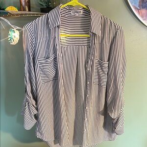 Express Monochrome Striped Button-Up